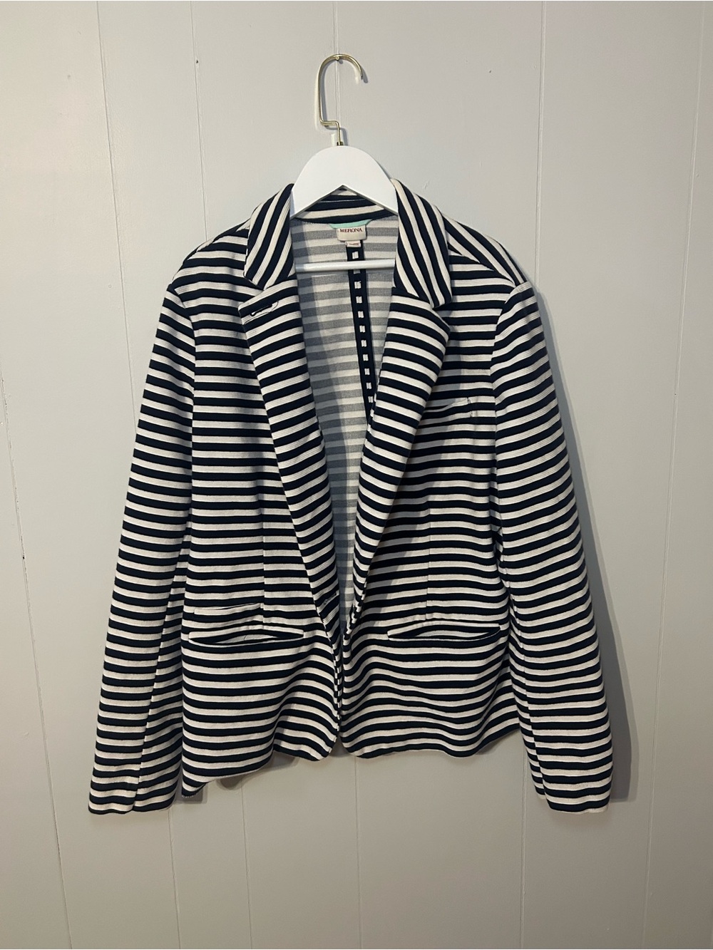 Striped Navy and White Blazer Jacket - Women